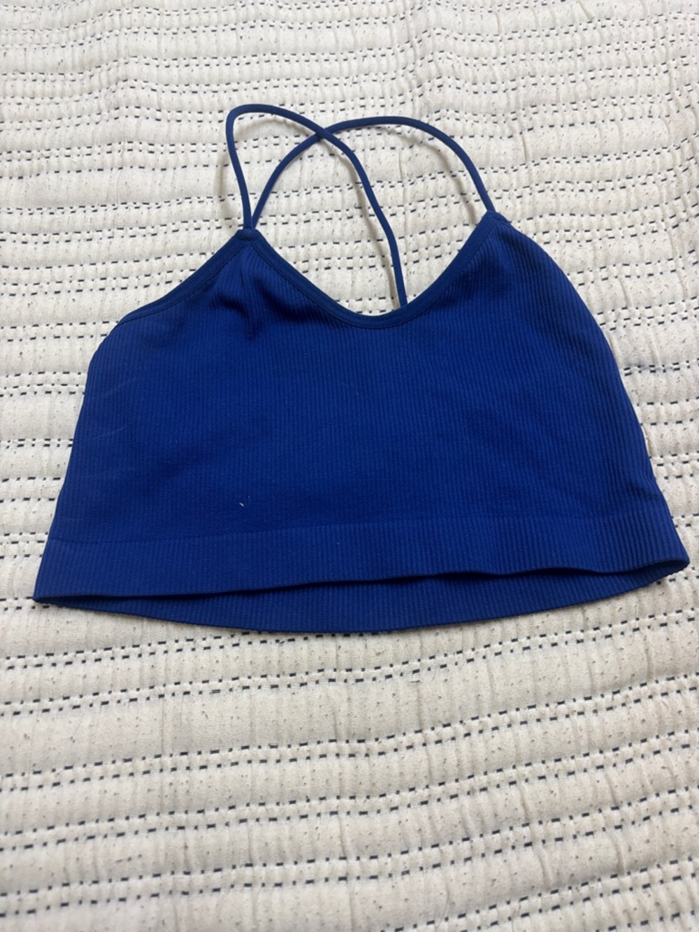 No Boundaries Royal Blue Ribbed Spaghetti Strap Crop Top